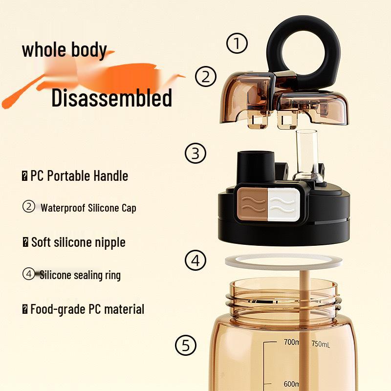 High-Capacity Dual-Drink Straw Cup - Portable, Heat-Resistant Plastic Cup for Students