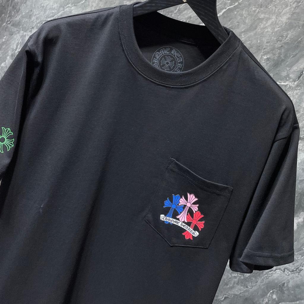 8505 CHROME HEARTS 2025 Καλοκαίρι Νέο Υψηλής Ποιότητας Βαμβακερό Στρογγυλό Λαιμό Φαρδύ μεγάλο μέγεθος Ανδρικό και γυναικείο μπλουζάκι Ζευγάρι