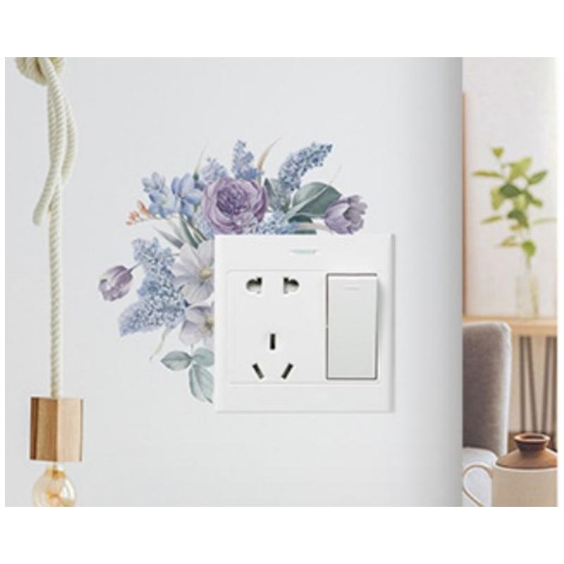 Green Plants Rose Daisies Peony Flowers Leaf Switch Stickers Home Decoration Wall Stickers Self-adhesive