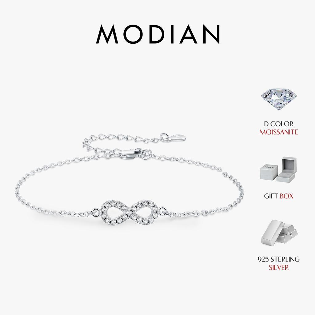 MODIAN D Color Moissanite Lab Created Diamond Bracelet 925 Silver Romantic Exquisite Infinity Love For Women Jewelry