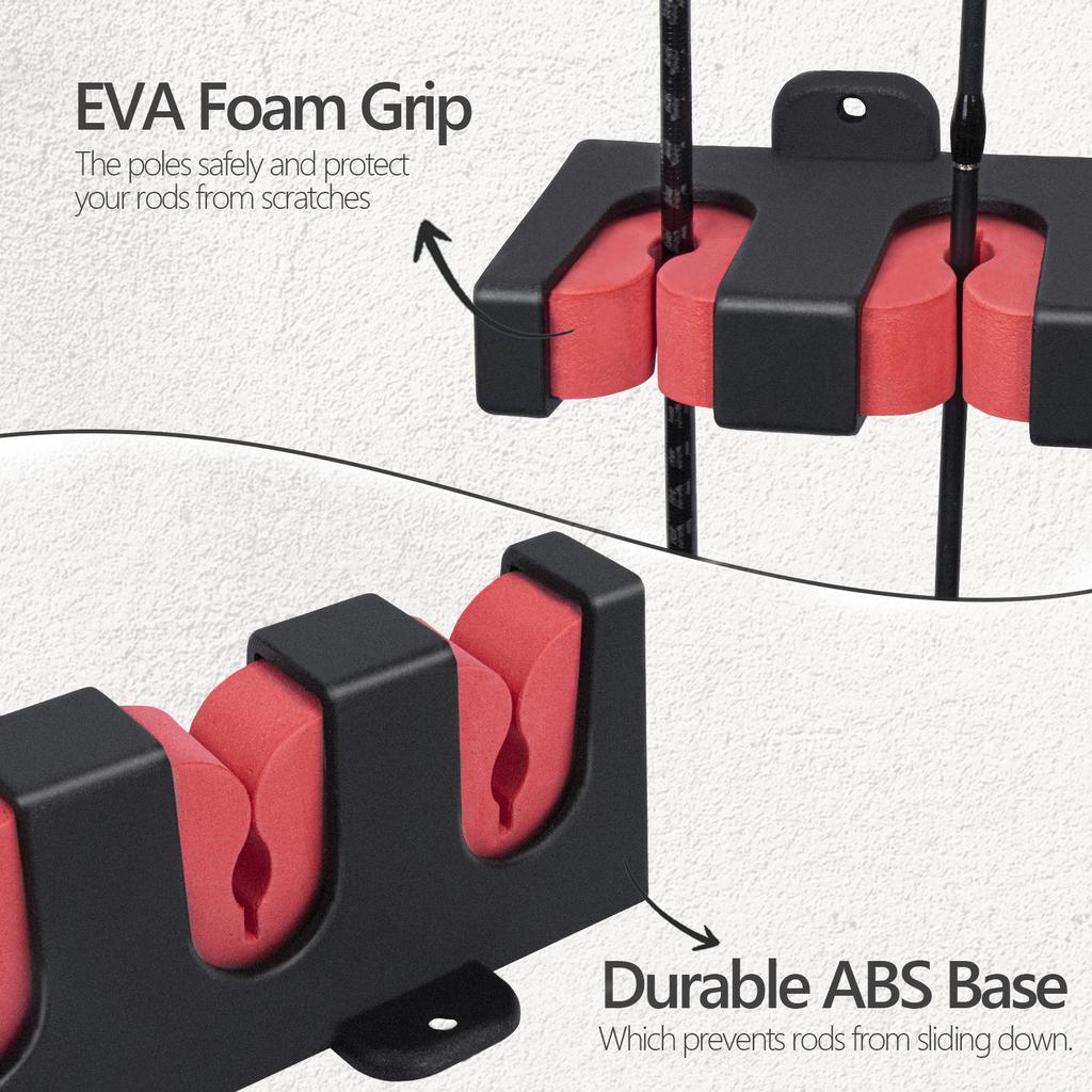 1 pair Horizontal Fishing Rods Storage Rack Wall Mount Fishing Poles Holder Stands For Garage 8-Rods Vertical Plastic Holders 4