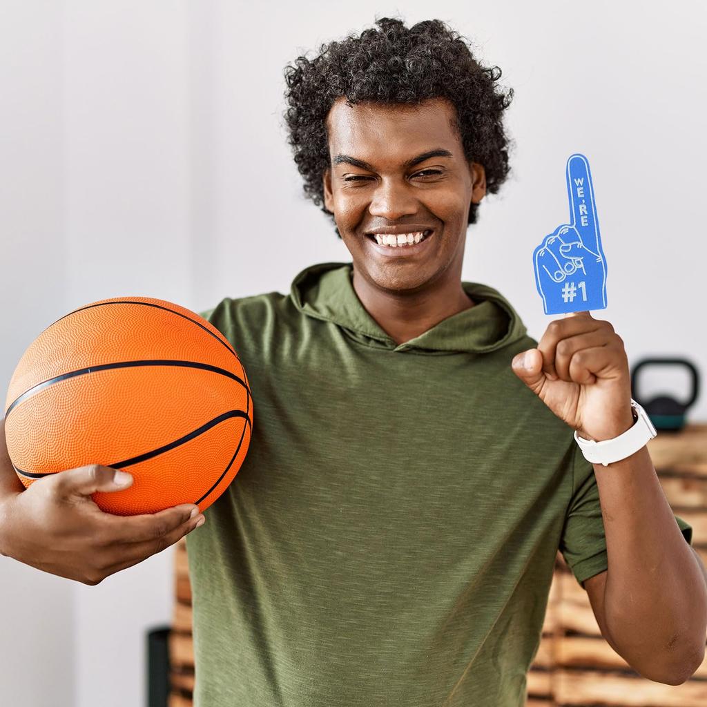 PATIKIL Mini Foam Fingers 13 Cm 48 Pieces Cheerleading Foam Finger for Sports Fan Event Game Party Favors Blue Let's Go!