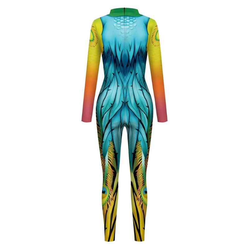 Cosplay Women Robot Punk Printed Retro Mechanica Bodysuit Catsuit Zentai Halloween Party Performance Costume