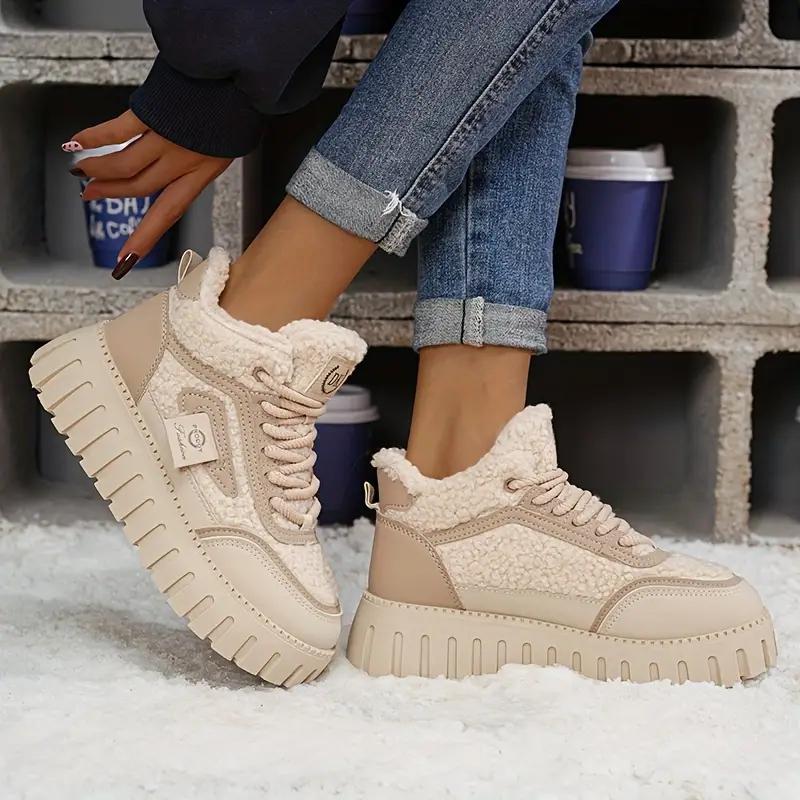 Women's Thick Soled Winter Boots with Anti Slip Rubber Outsole and Thick Insoles Suitable for Cold Weather, Keeping Snow Shoes Warm