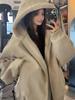 Unisex American Style Hooded Mountain Eagle Jacket: Winter Cotton Coat with Fur Collar and Velvet Lining