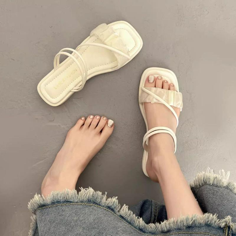 Fashion Open Toe Woman Shoes With Low Heels Sandals for Women 2025 Luxury Chic and Elegant Comfortable Summer Vip Casual Sandal Sales