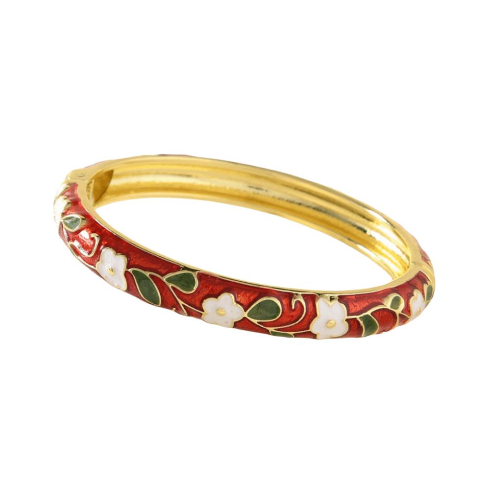 Floral Motifs Cloisonne Bangle Zinc Zinc Zinc Alloy Dropped Glaze Bracelet  Party Jewelry