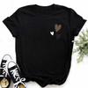 Leopard Love Heart Print Women Fashion T Shirt Black Female Short Sleeve Graphic Tops Women Sleeved Harajuk Streetwear Casual