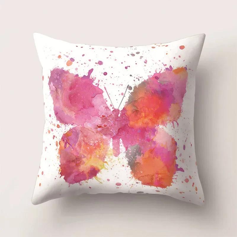 European Color Butterfly Print Sofa Cushion Cover Pillowcase Home Party Car Bedding
