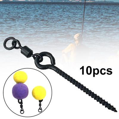 10Pcs Carp Fishing Metal Ring Swivel with Bait Screws for Fake Corn Boilies