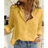 Lapel Neck Top Casual Blouse Fashion Women Large Size Spring Autumn Cardigan Solid Pattern Cotton Linen Shirt