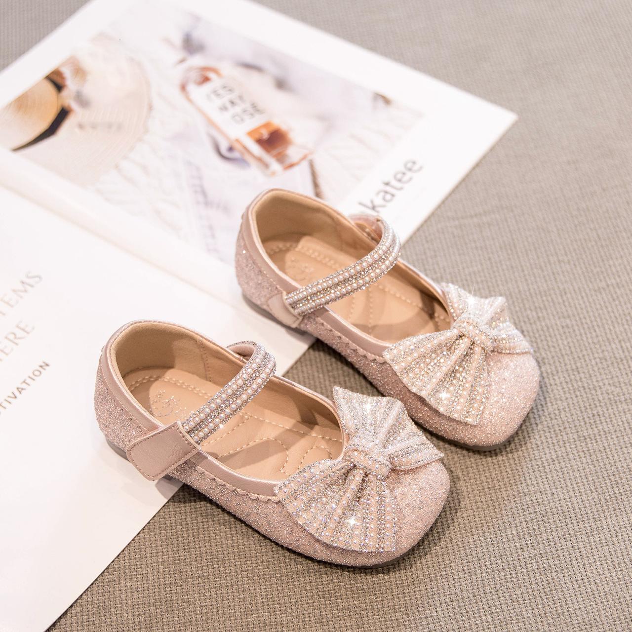 

Girls princess shoes 2025 autumn new children s shoes leather shoes baby crystal shoes little girl shoes spring and autumn shoes 25 yards inner length 16.1cm