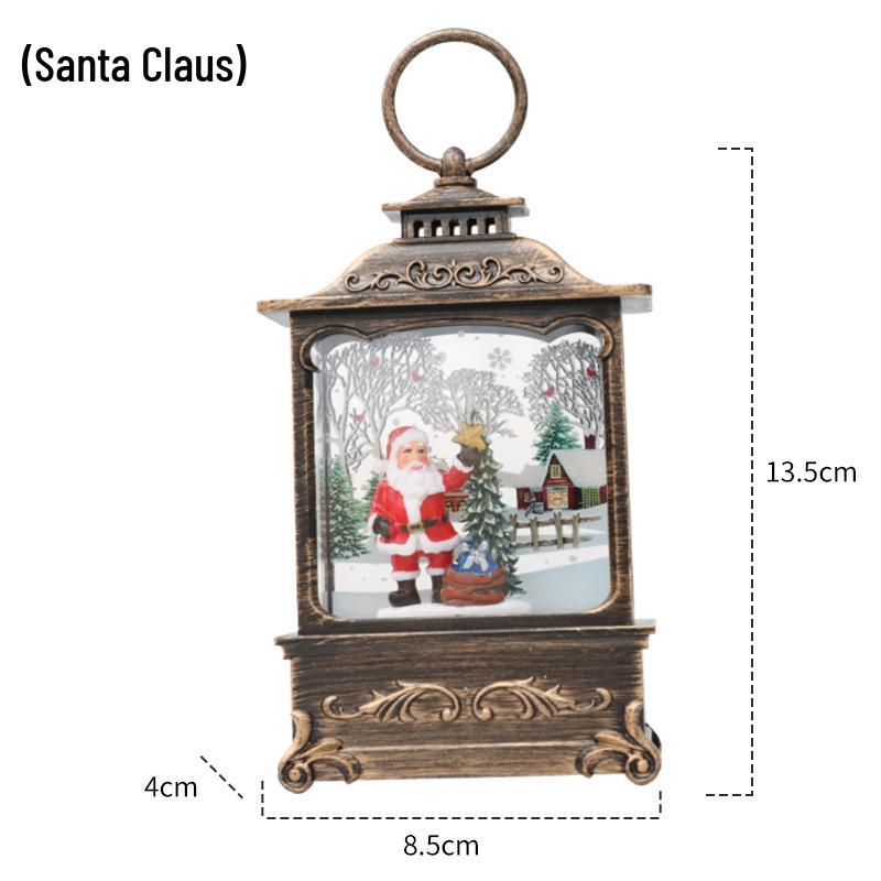 

Christmas Gift Square Flat Lantern with Santa Claus and Tree Decoration
