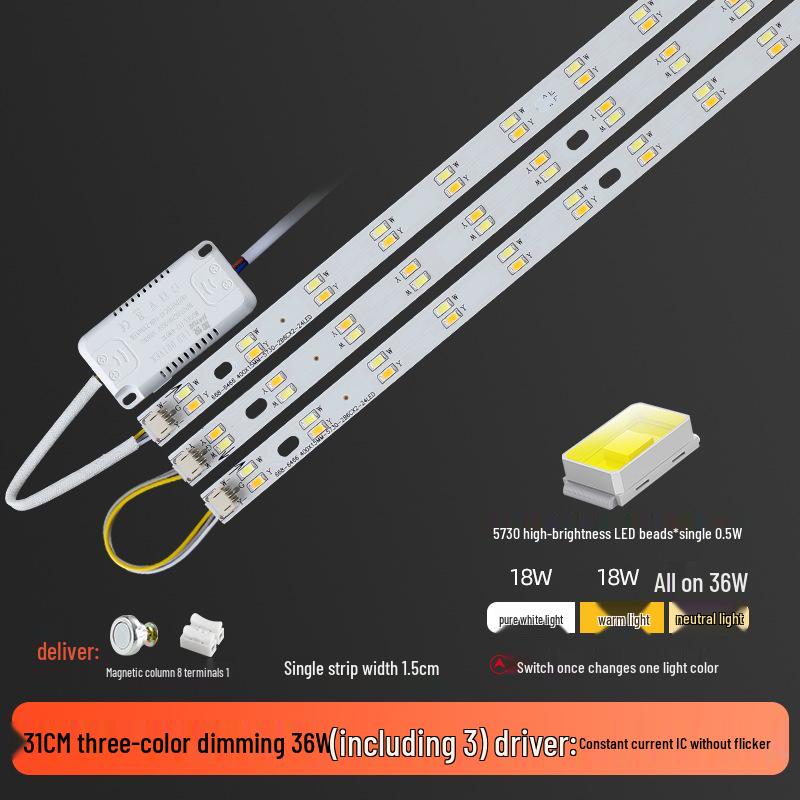 Three-Color LED Strip Light Panel for Living Room Ceiling