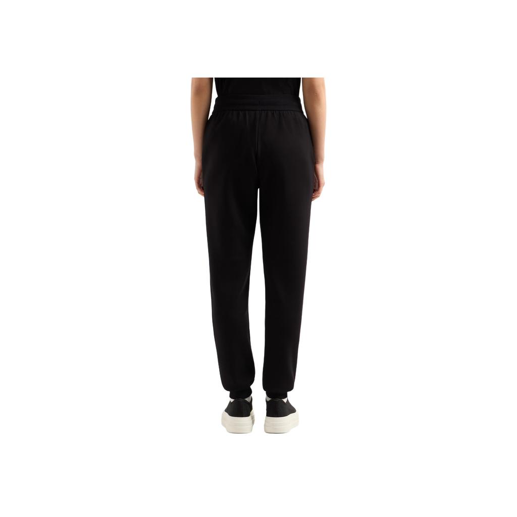 Armani Exchange Solid Color Elastic Drawstring Side Pocket Long Knit Jogging Pants Women bottoms Black XW000837-AF13397-UC001