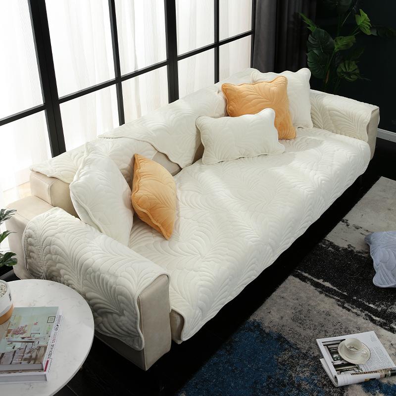 Thickening Sofa Cushion Winter Milk Fiber Cushions Seat Cushions Cover Towel Plush Sofa Cover Simple Non-Slip
