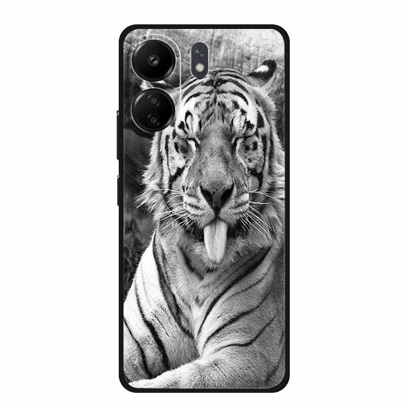Phone Cases for Redmi 13C 13R Soft Silicone TPU Cover for Xiaomi Redmi13 C R Animal Wolf Funda Vividly Lion Tiger Capa 13 C R