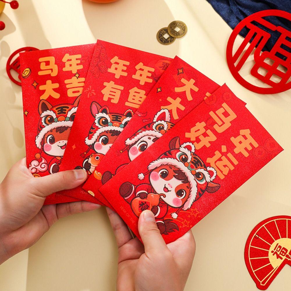 6Pcs/Set Traditional Paper 2026 Horse Year Red Envelope Red Packet  New Year