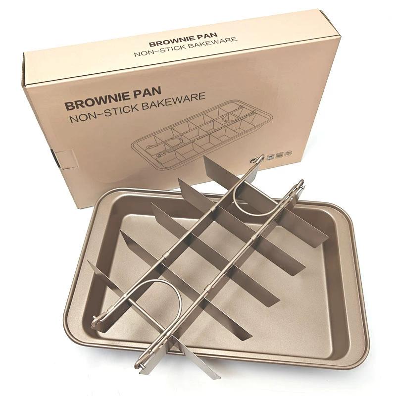 Non-Stick Baking Molds Brownie Pan with Dividers Baking Molds Two Piece Set Carbon Steel Food Baking Molds