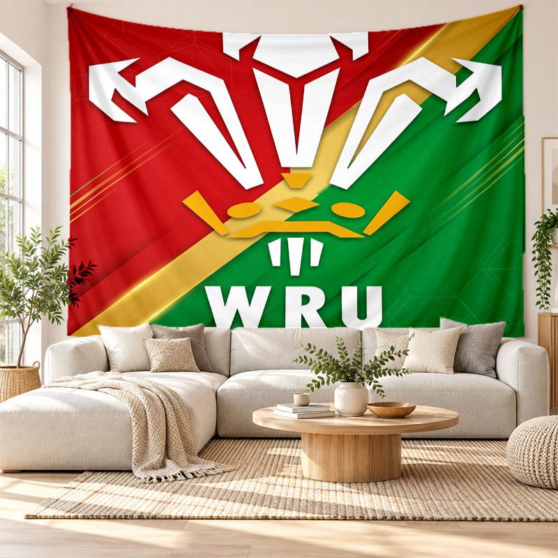 Wales Rugby Wandteppich, Wandbehang aus weichem Stoff, Dekorative Kulisse für Schlafzimmer Heimwandkunst