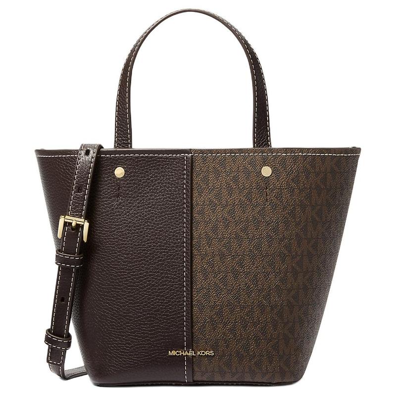 MICHAEL KORS Flora Flora Adjustable Removable Shoulder Strap Tote Bag Tote Bag Shopping Bag Coated Canvas Shoulder Handbag Medium Women s Brown коричневый