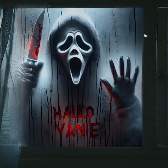 Halloween Spooky Window Clings Horrible Screaming Ghost Silhouette Window Sticker Creepy Blood