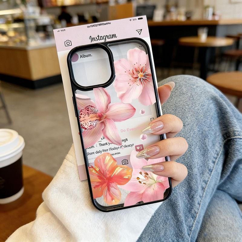 Pink Plum Blossoms On Branches Phone Case For iPhone 16 17 Pro 15 14 13 12 11 XR XS Max 7 8 Plus Flower Clear Hard Cover Fundas
