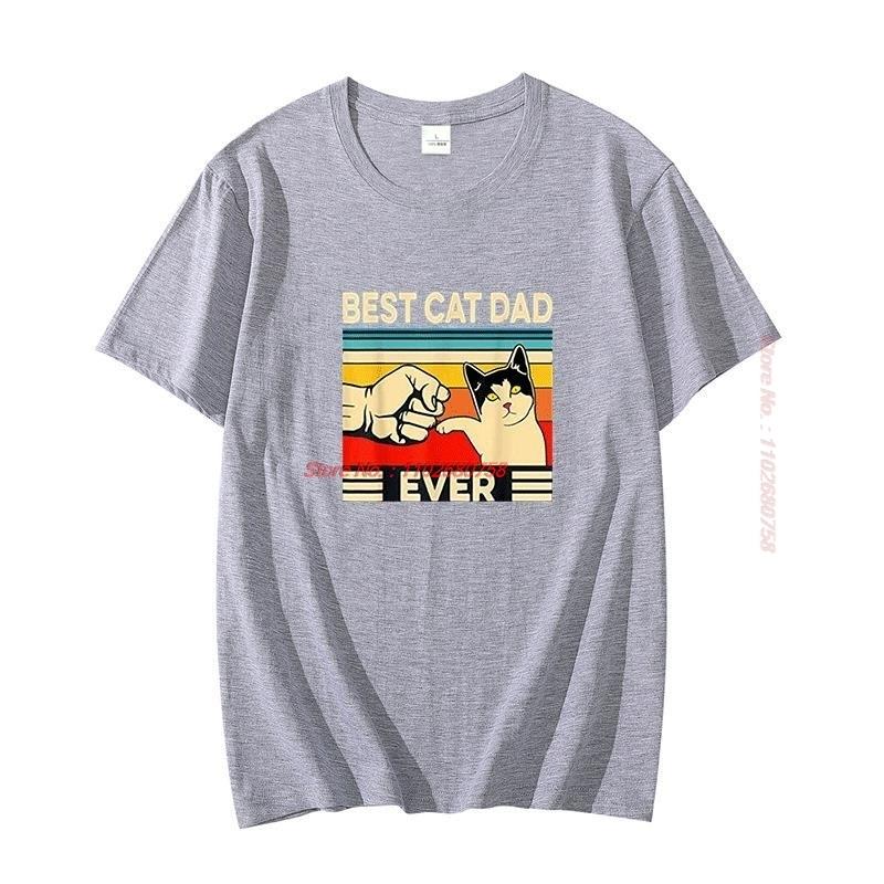 Best Cat Dad Ever Cat Daddy Vintage Graphic T Shirts Lover Father Funny Cat Cotton Big Size Short Sleeve T Shirt Unisexs Clothes