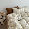 Extremely Home~ Simple Wind Striped Bed, Washed Cotton Sheet Quilt Cover Sheet Dormitory