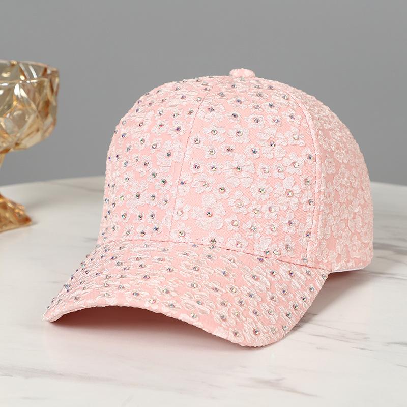 Nieuwe handgemaakte hete diamant bloem pet dames outdoor reizen veelzijdige mode honkbalpet outdoor grote klep