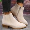Spring New Large Size Women's Shoes Pointed Suede Elastic Band Thick Heel Casual Single Shoes Women