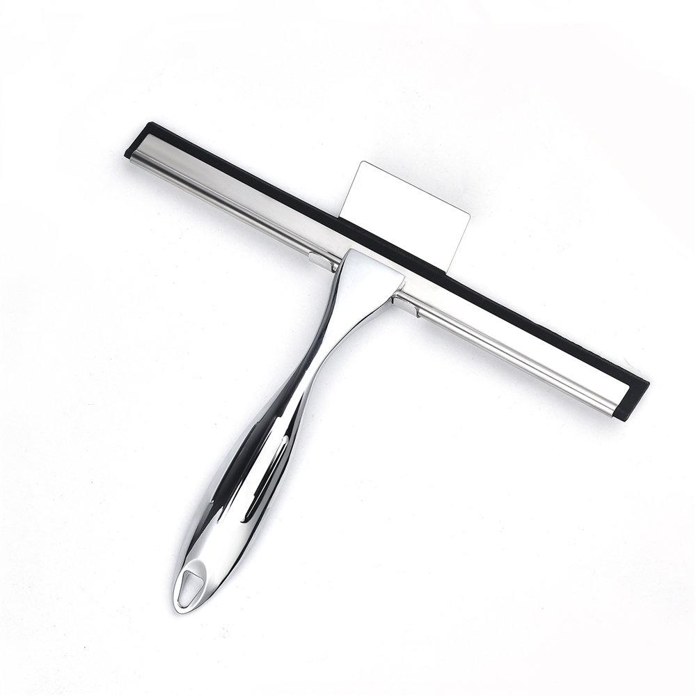 Shower Squeegee 10'' 12'' 14'' INCH Stainless Steel Silicone Rubber Scraper With Hook Door Class Window Windshield Silver Color