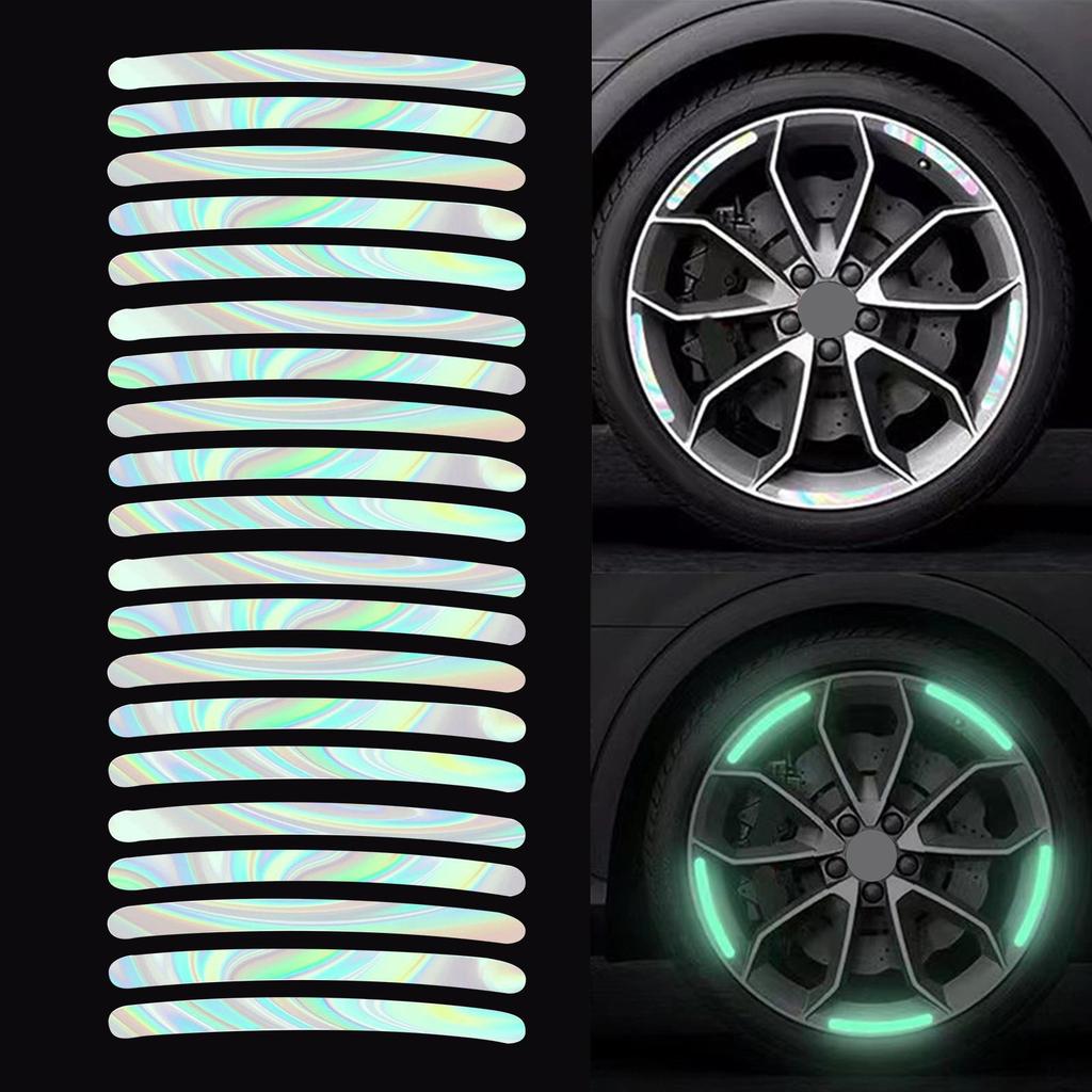 Car Wheel Hub Reflective Sticker, Luminous Stripe Anti Collision Tire Rim Sticker for