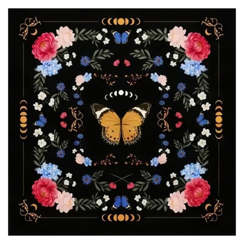 Elegant Velvets Tarots Cloth Sun Astrologys Altars Cloth Mysterious Game Mats for Tabletop Gaming and Fun 50x50cm