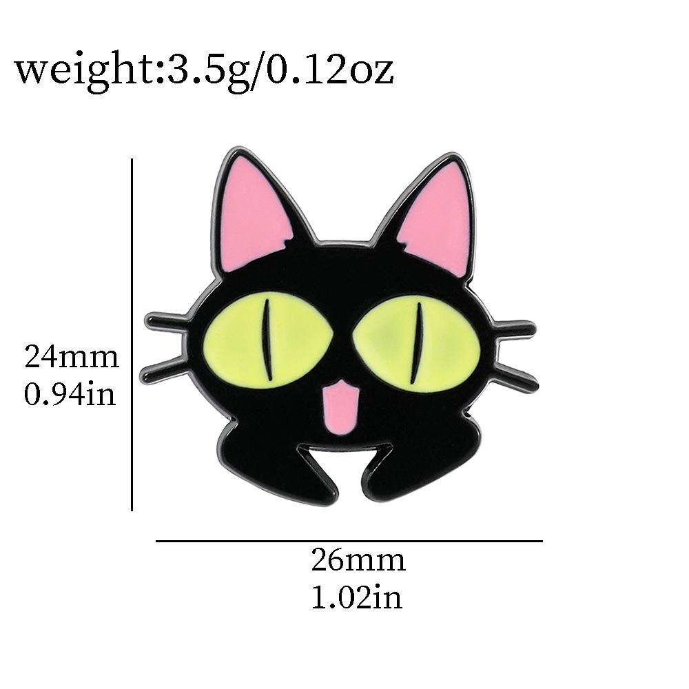Cartoon Cat Brooch Pin Funny Black Cat Metal Badge Alloy Oil Drop Bag Accessory