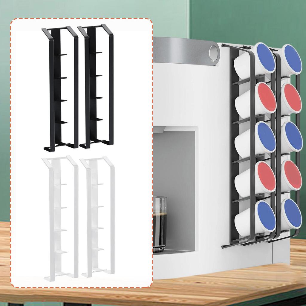2 Pieces Sticky Coffee Pod Holder Bar Accessories Side Mount Sturdy Space Saving Capsule Rack
