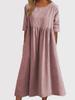 O-neck Short Sleeve Dress Spring Summer Fashion Elegant Loose Solid Dresses For Women