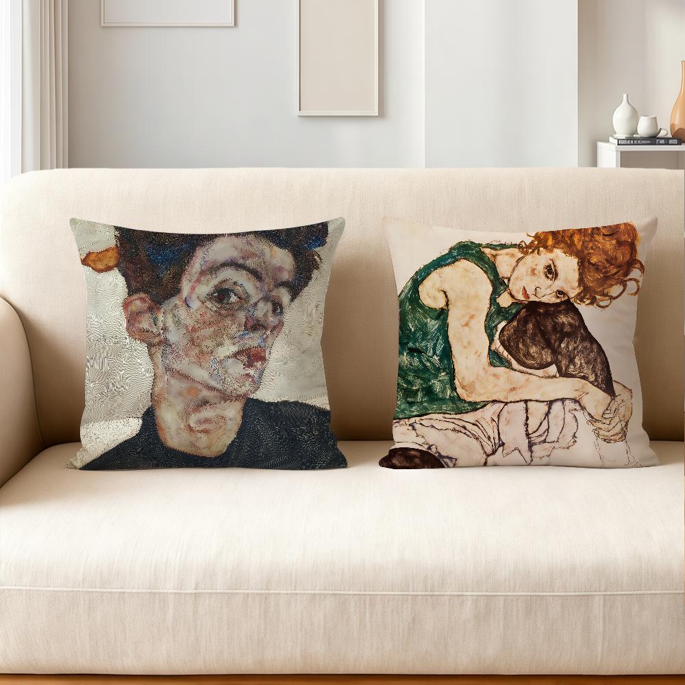 Art Egon S-schiele Pillow Case Applicable Space For Guest Rooms Interiors Cars Office House Decoration