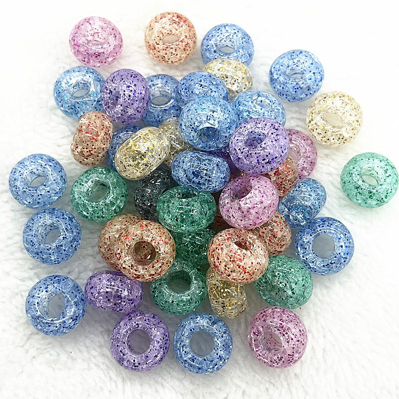 20pcs 14mm Mix Colour Big Hole Acrylic Beads Spacer Loose Beads for Jewelry Making DIY Handmade Bracelet Accessories(hole:5mm)