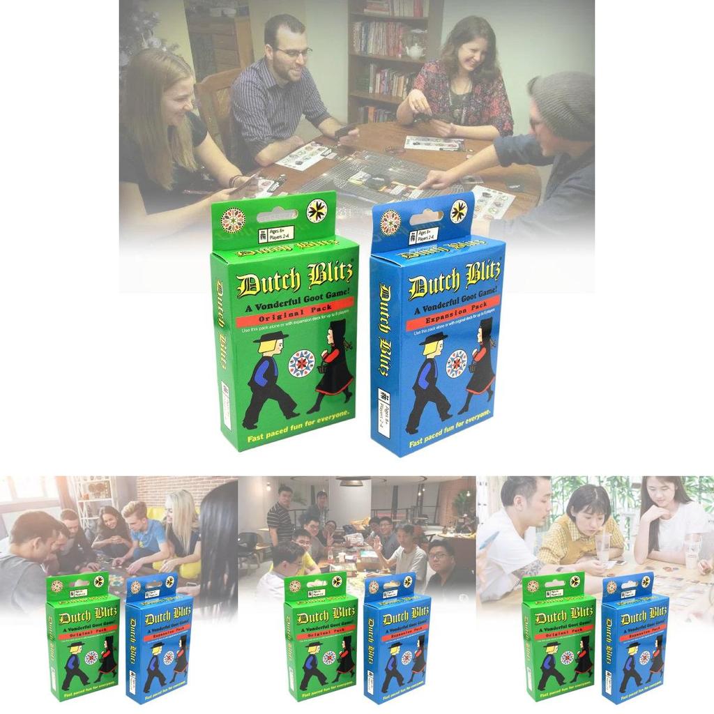 Een spannend Nederlands Blitz-kaartspel voor het hele gezin met kleurrijke kaarten in blauw en groen.