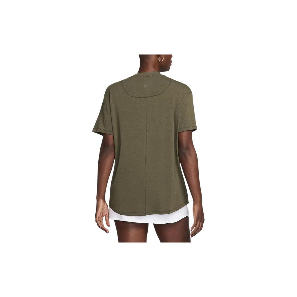 Nike Solid Color Round Neck Quick Dry Casual Short Sleeve Drop Shoulder T-Shirt Women T-Shirt Khaki-Green FN2815-325