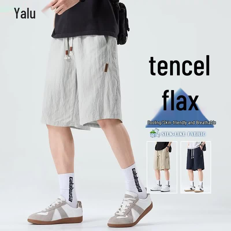 Men s Tencel Linen Blend Casual Shorts 4XL