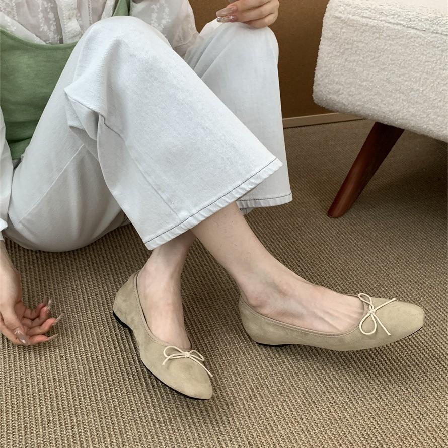 French Retro Inner Ballet Shoes Women's 2025 Spring and Summer Bow Shallow Mouth Flat Sole Single Shoes Soft Sole Grandma Shoes