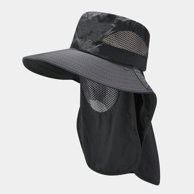 Summer Wide Brim Sun Hat, Fishing Hat, Outdoor Camping Hiking Beach Foldable Hat Mask for Men and Women