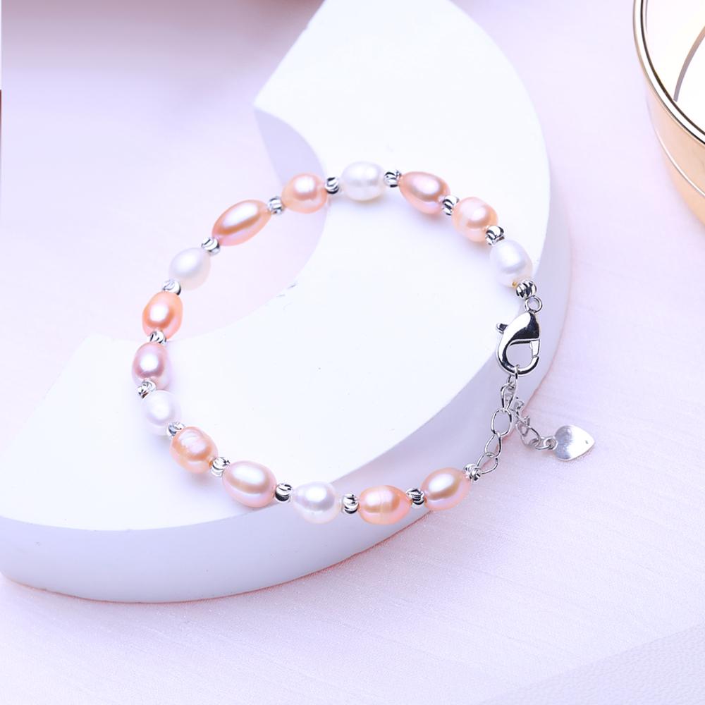 Bracciale di Perle d'Acqua Dolce Naturali LSOOYH Per Donne Eleganti Regali per San Valentino e per il Giorno del Compleanno, Accessorio Moda per Tutte le Stagioni