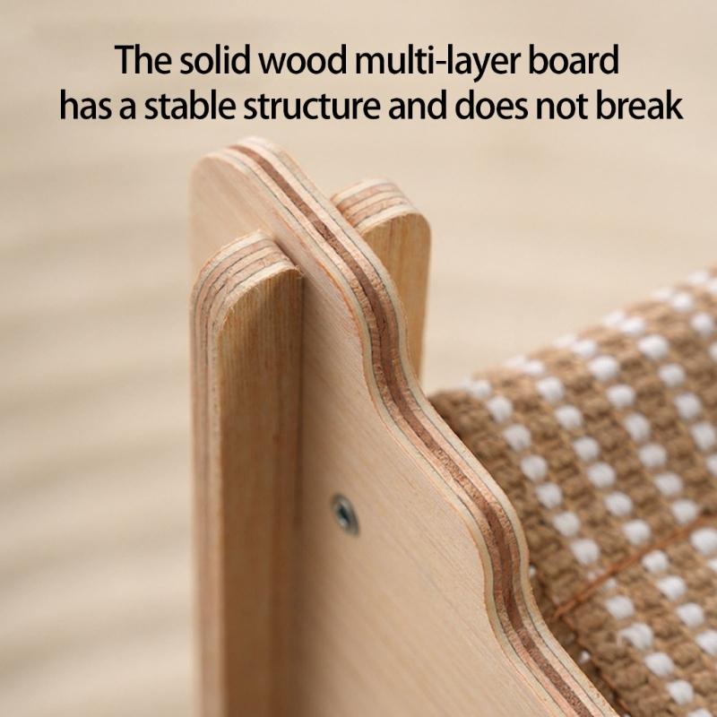 Stable Cats Bed 2 Tiered Design Sisal Scratching Post Wood Base Scratch Resistant Pet Resting House Furniture Protector