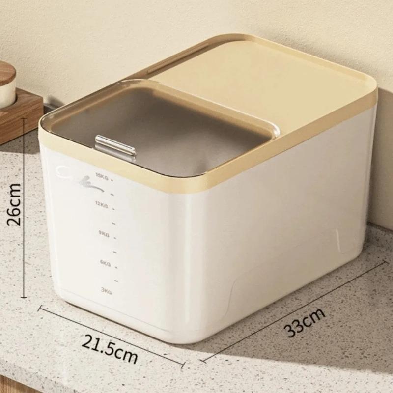 Sliding Lid Rice Storage Box New Plastic Food Grade Grain Bin Moisture Proof Multi-functional Rice Bucket Kitchen Food Storage Organizer