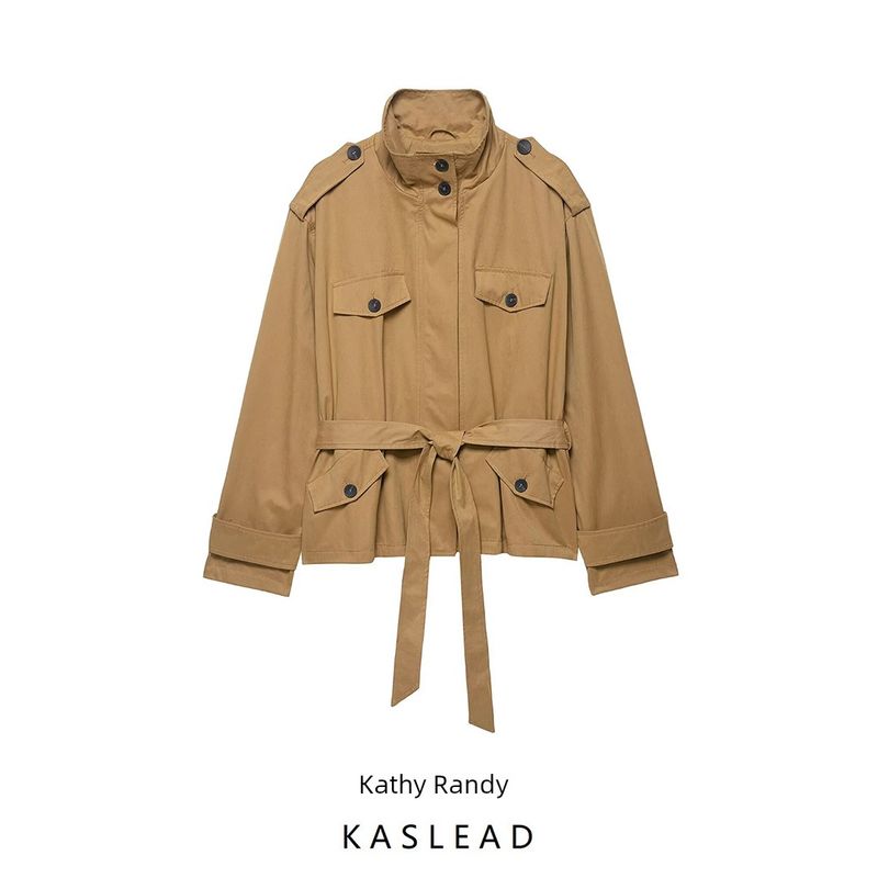 Kaslead New Women Clothes Western Style Fashion Street Short Trench Coat Outerwear 5320888 756