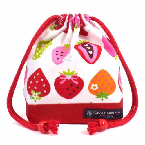 COLORFUL CANDY STYLE Cup Bag, Small, Drawstring Bag for Girls, Elementary School Entrance, Sweet Strawberry Collection (Ivory) N3574500