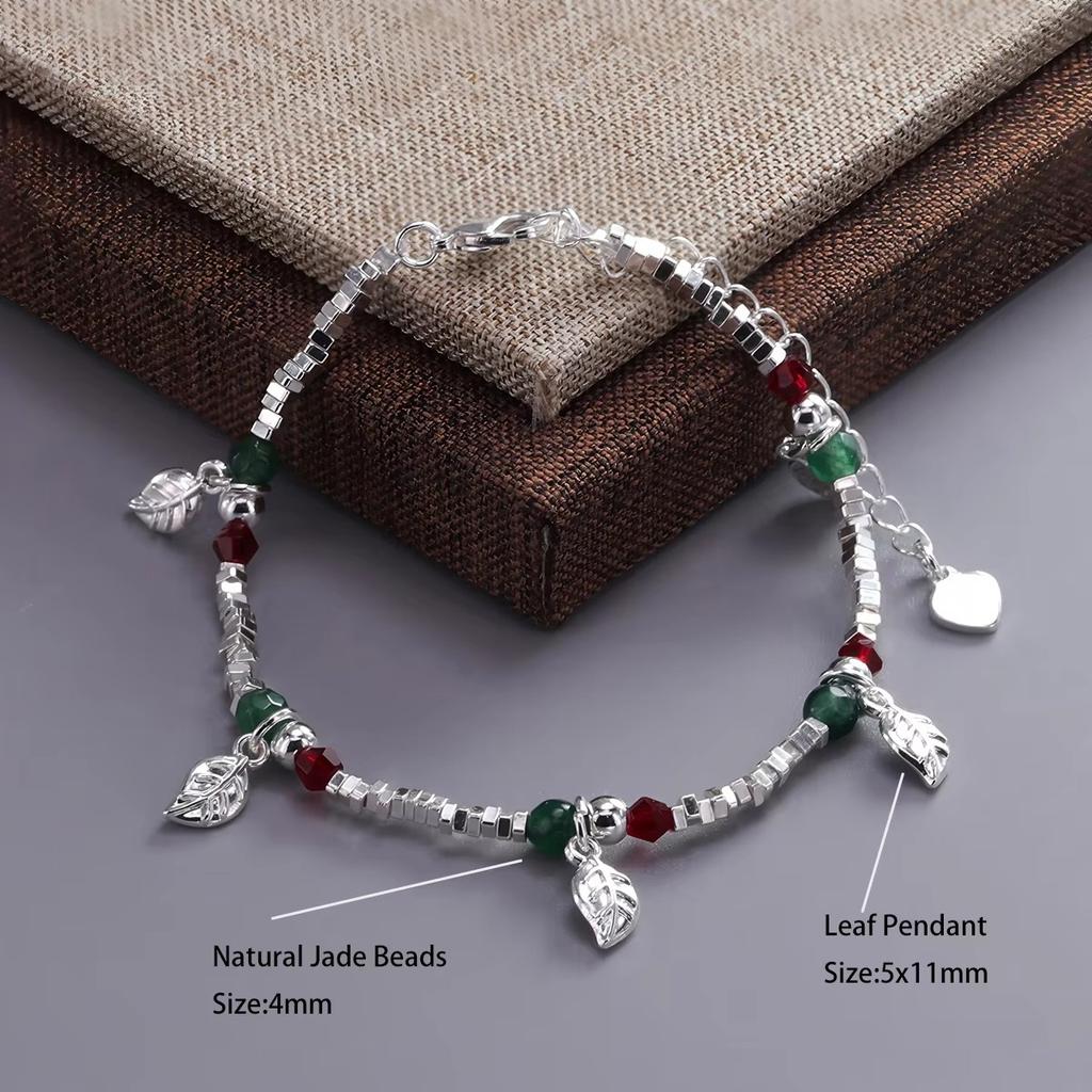 PANJBJ 925 Sterling Silver Red Agate Bead Bracelet for Women Fish Shape Retro Bead Design Versatile Jewelry Gifts Dropshipping